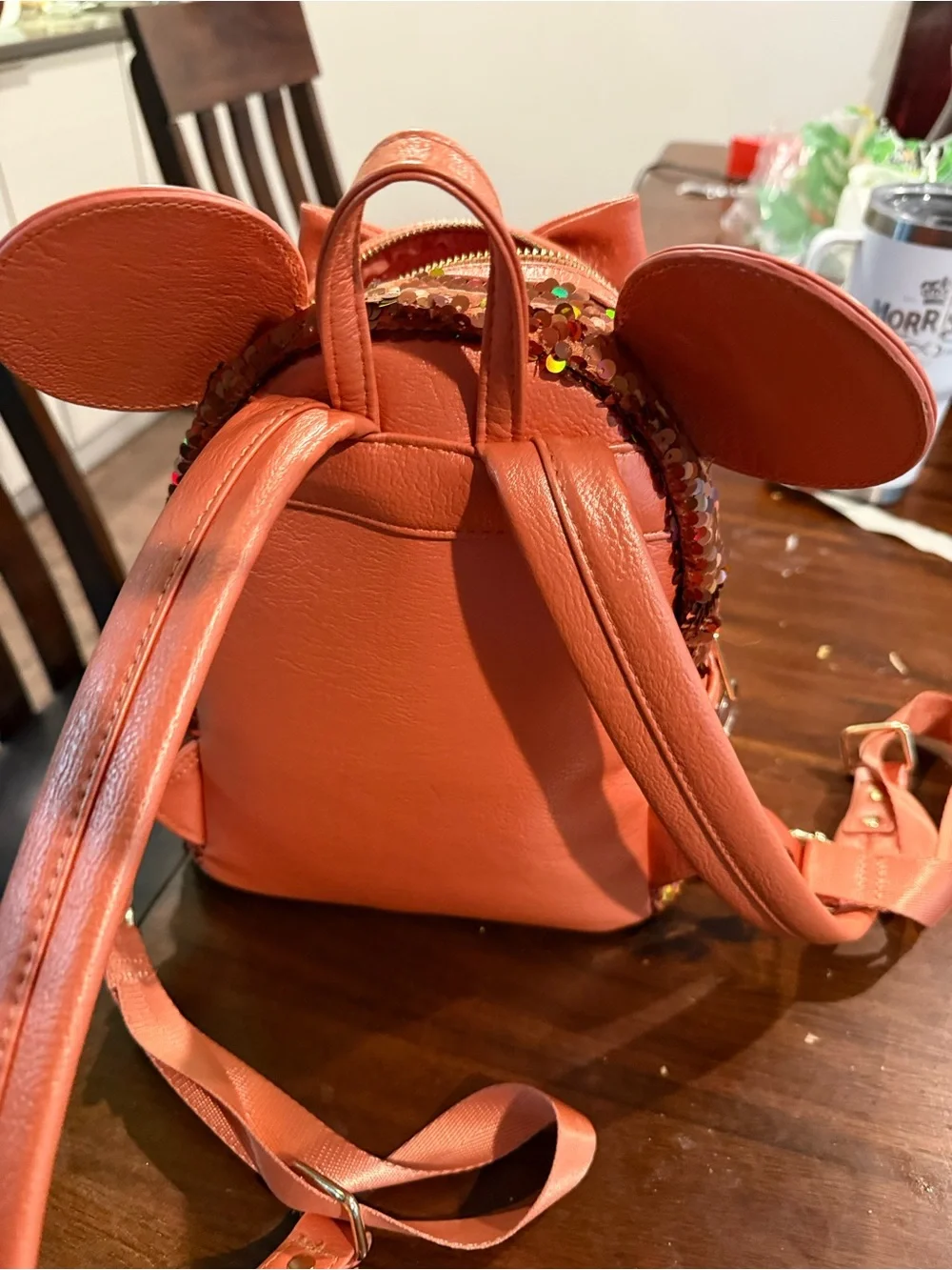 Loungefly Copper Sequin Minnie Ear Mini Backpack with Bow
